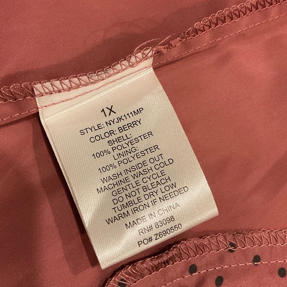 Cavalini Jacket  Lightweight Hooded Mauve Size 1X NWOT - Picture 8 of 10